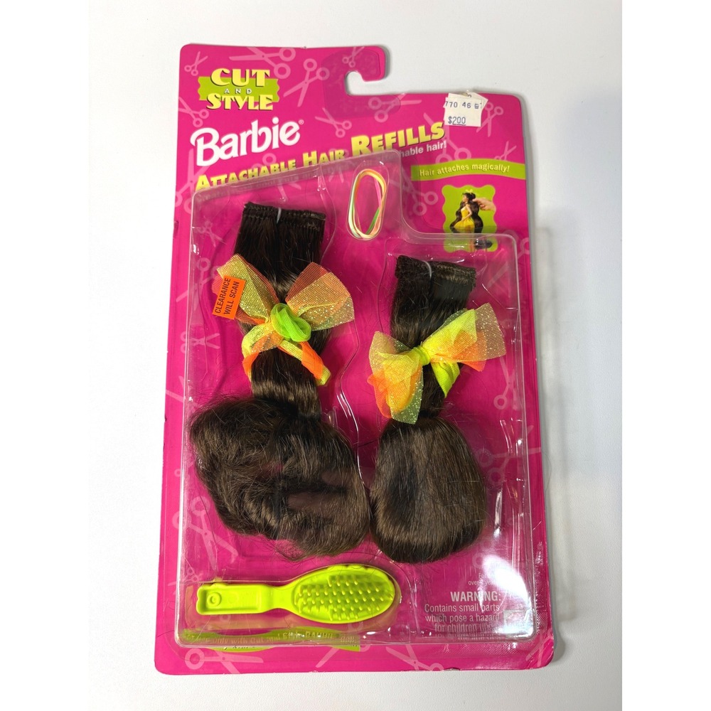 Vintage 1994 Barbie Cut and Style Attachable Hair Refills Brunette Mattel 13070